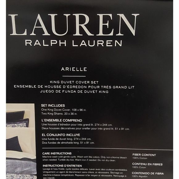 Ralph Lauren ARIELLE FLORAL Navy White 100% Cotton King Duvet Cover Set - Picture 9 of 10